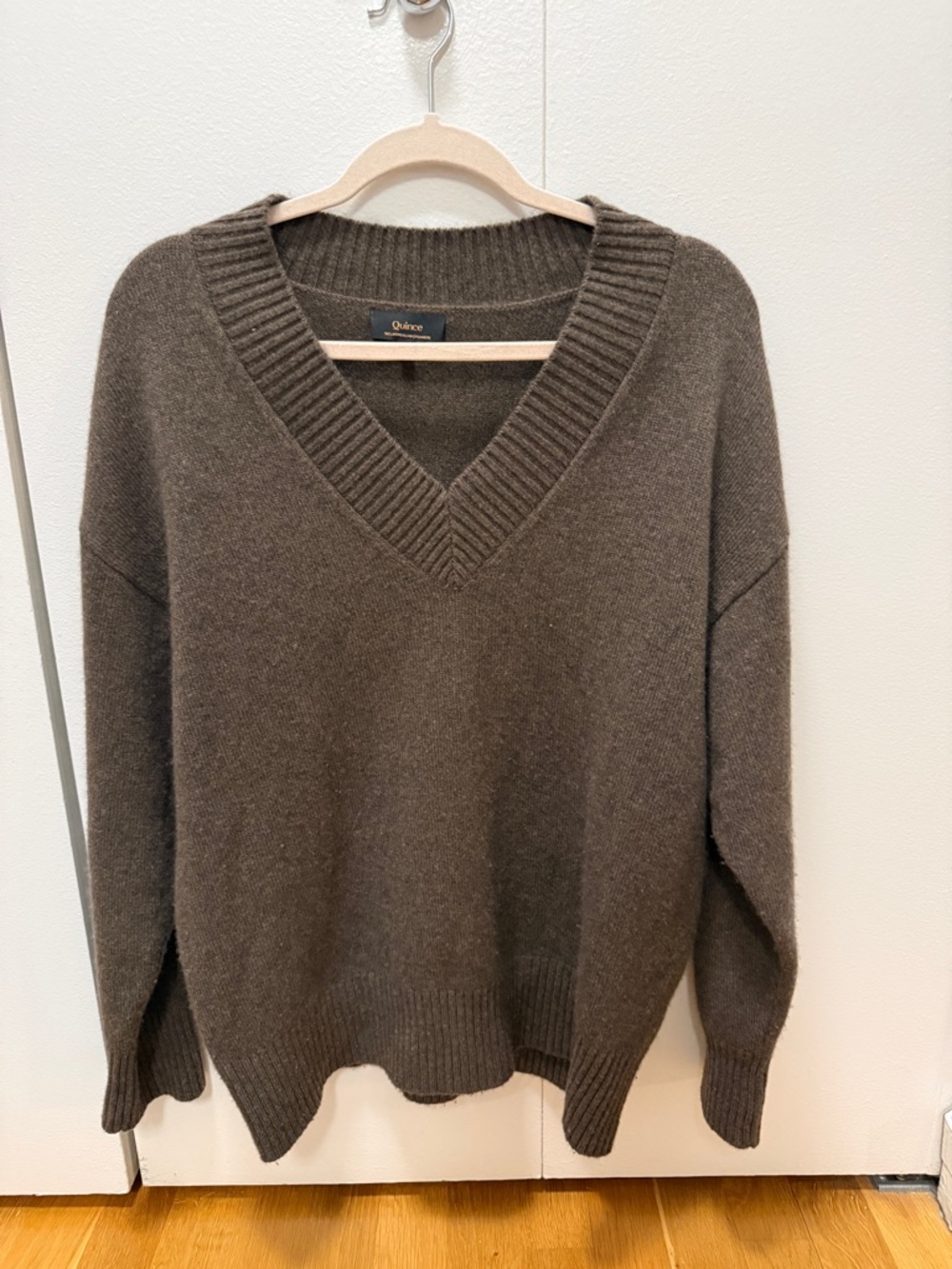 Quince Women’s V-Neck Sweater in Dark Brown